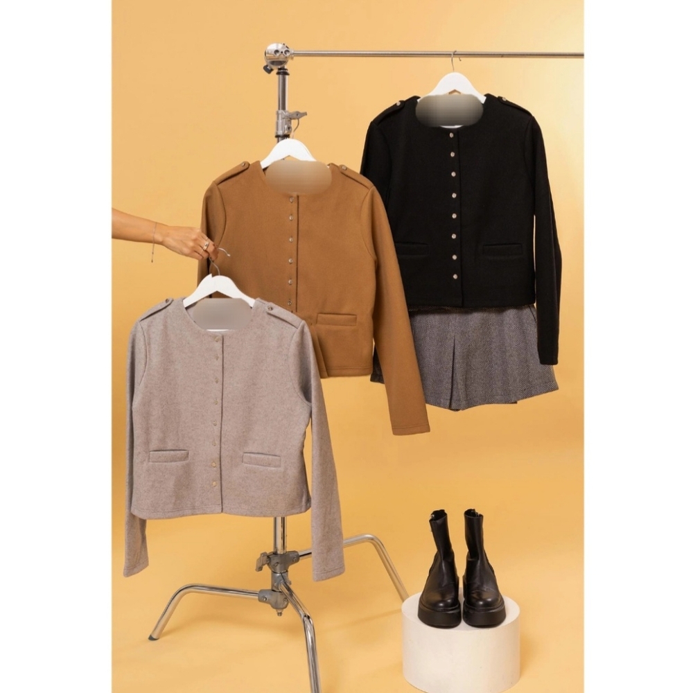 #18153 🔥 FLASH SALE 🛑S,M,L  H. Gray Fabulous Wool-Like Single-Breasted Jacket
